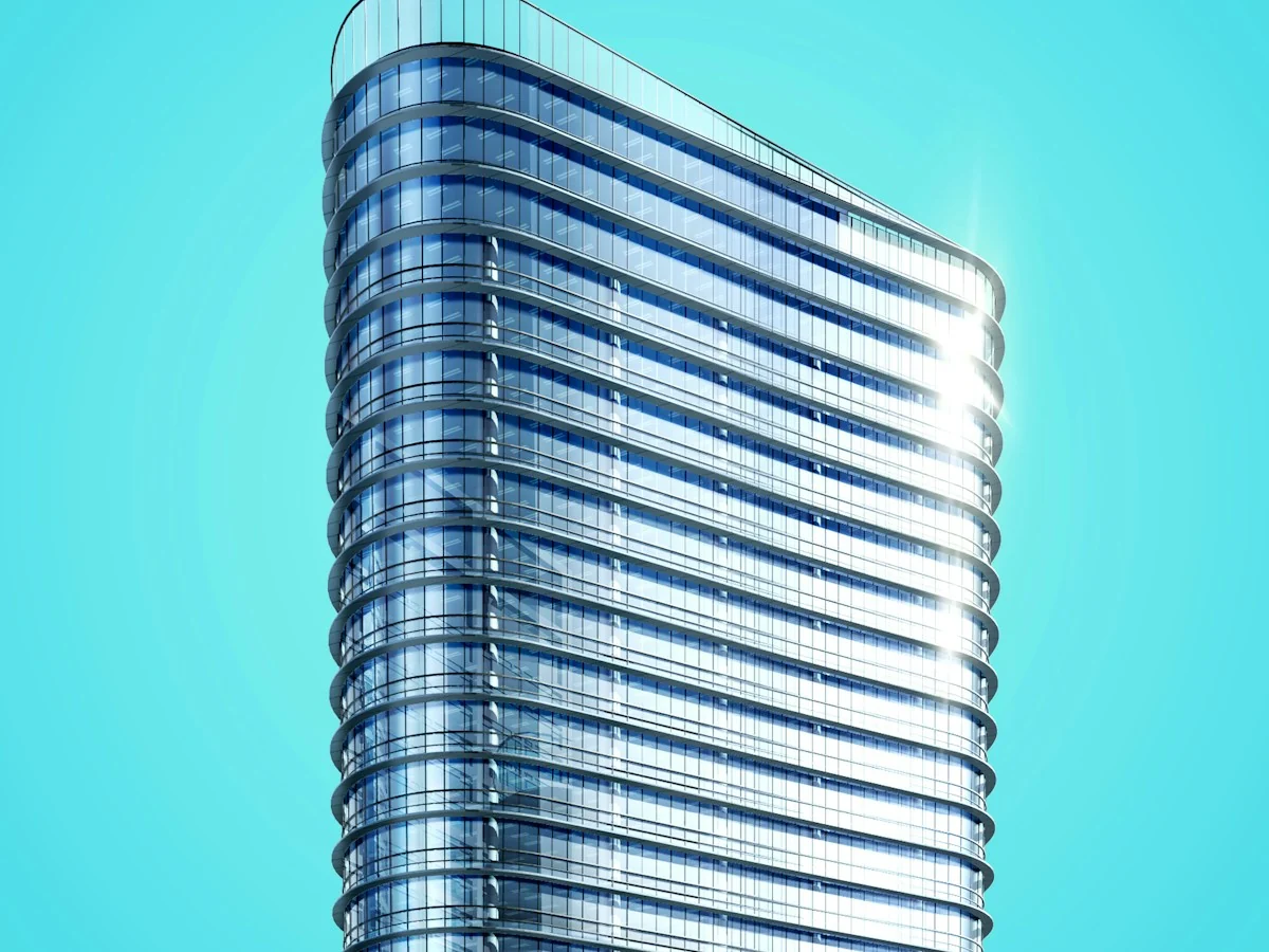 Glass architecture viewed from below